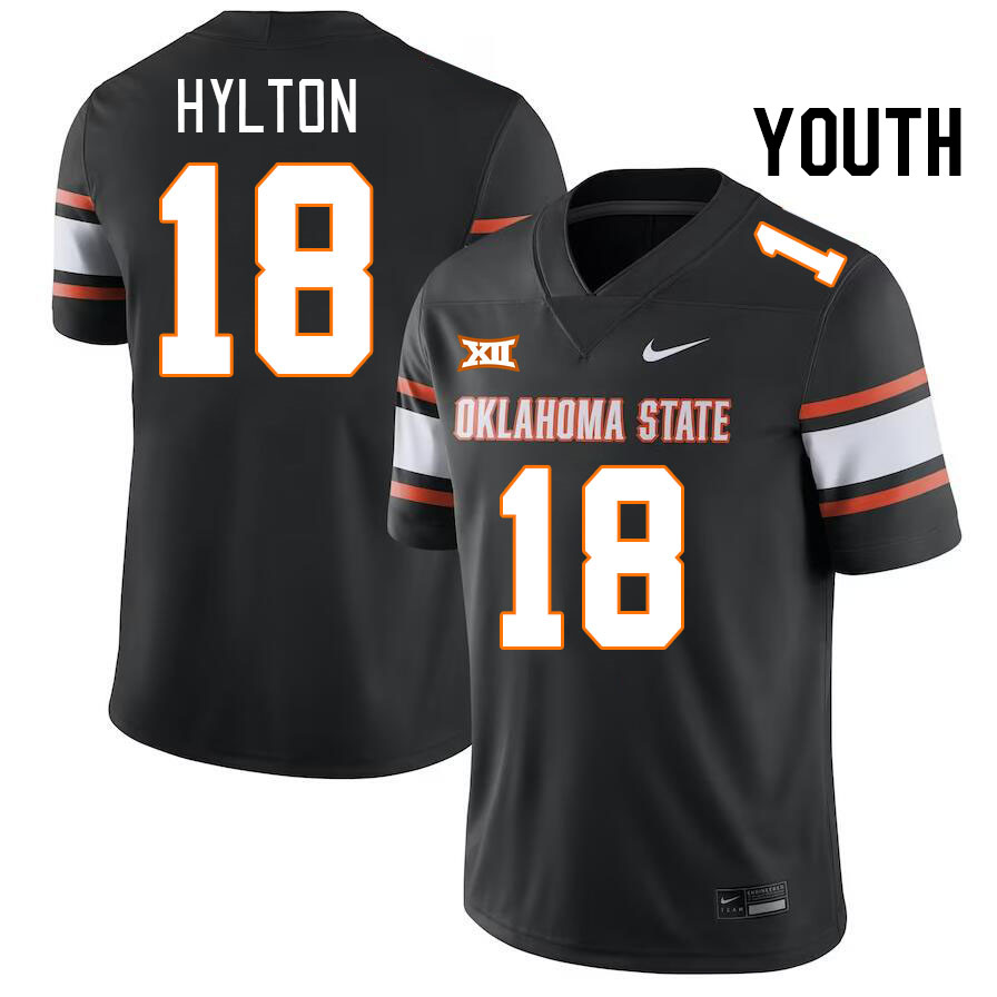 Youth #18 Kobe Hylton Oklahoma State Cowboys College Football Jerseys Stitched-Black